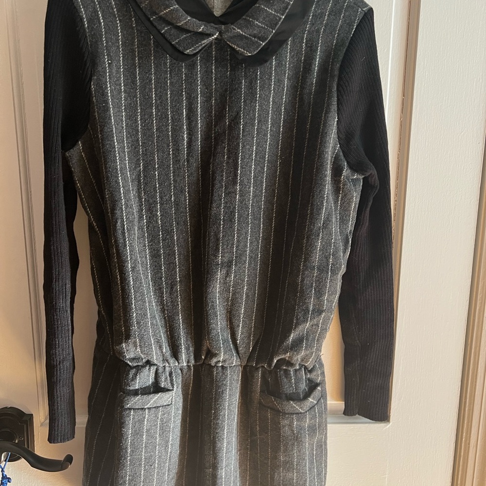 Striped Black and Gray Long Sleeve Dress